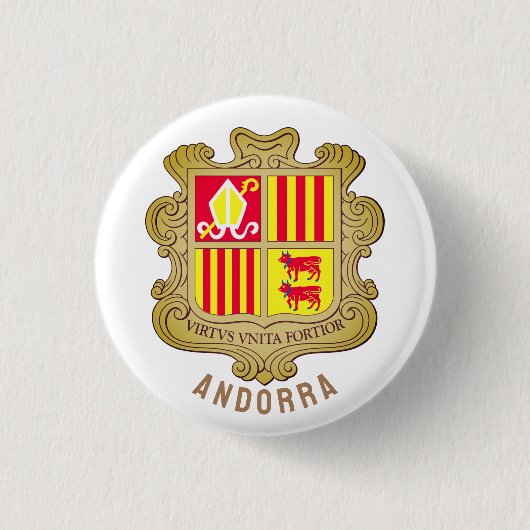 Badge Rond 2,50 Cm Armoiries d'Andorre (Devant)
