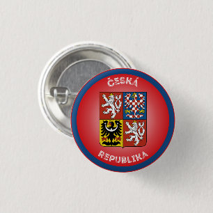 Badge Rond 2,50 Cm Armoiries de la République tchèque en forme de cer