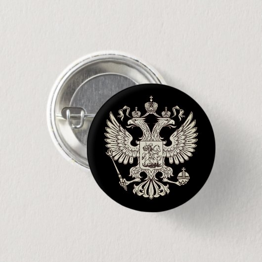Badge Rond 2,50 Cm Armoiries de la Russie - version blanche (Devant & derrière)