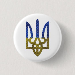 Badge Rond 2,50 Cm Armoiries ukrainiennes de Tryzub Broderie Brochure