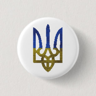 Badge Rond 2,50 Cm Armoiries ukrainiennes de Tryzub Broderie Brochure