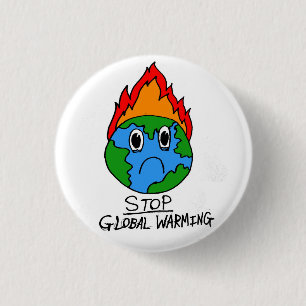 Badge Rond 2,50 Cm Arrêtez le bouton de réchauffement climatique