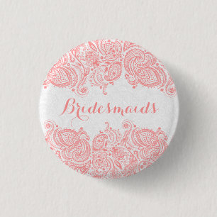Badge Rond 2,50 Cm Arrière - plan blanc dentelle rose mariée