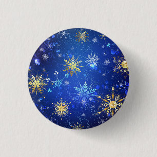 Badge Rond 2,50 Cm Arrière - plan Bleu XMAS avec des flocons de neige