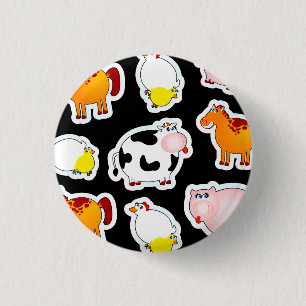 Badge Rond 2,50 Cm Arrière - plan de ferme heureux, bouton