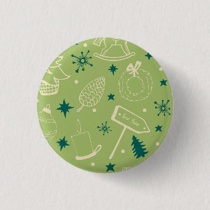 Badge Rond 2,50 Cm Arrière - plan Vert Avec Arbres De Noël, Signes, É