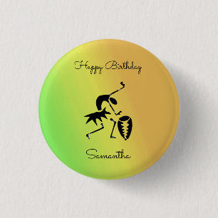 Badge Rond 2,50 Cm Art Africain, Danseur Silhouette Coloré