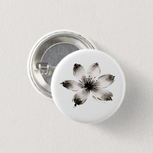 Badge Rond 2,50 Cm Art botanique de fleur à l'encre inspiré de Garden