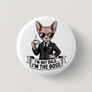 Badge Rond 2,50 Cm Art de café avec un chat Sphynx patron cool