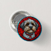 Badge Rond 2,50 Cm Art de vitrail de chien (Devant & derrière)