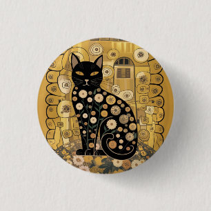Badge Rond 2,50 Cm Art décoratif de chat noir dans le style de Gustav