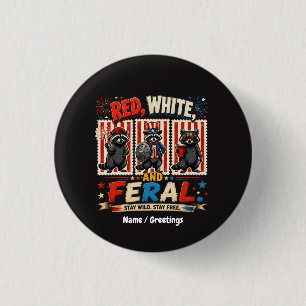 Badge Rond 2,50 Cm Art du parti de Raton laveur patriotique rouge bla