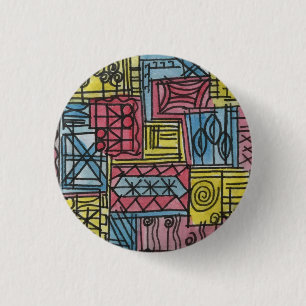 Badge Rond 2,50 Cm Art géométrique aquarelle moderne excentrique