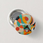 Badge Rond 2,50 Cm Art moderne du milieu du siècle, nom ou monogramme (Devant & derrière)