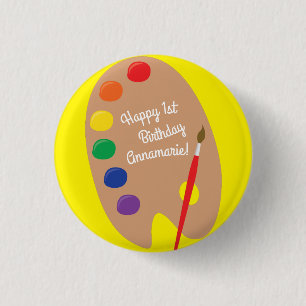 Badge Rond 2,50 Cm Art Paint Palette Cute 1ère fête d'anniversaire