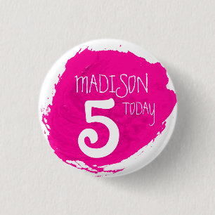 Badge Rond 2,50 Cm Art partie paint dab rose nom bouton âge