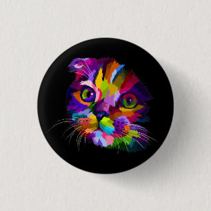 Badge Rond 2,50 Cm Art pop Kitten multicolore