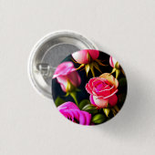 Badge Rond 2,50 Cm Artwork numérique Fleurs rose (Devant & derrière)