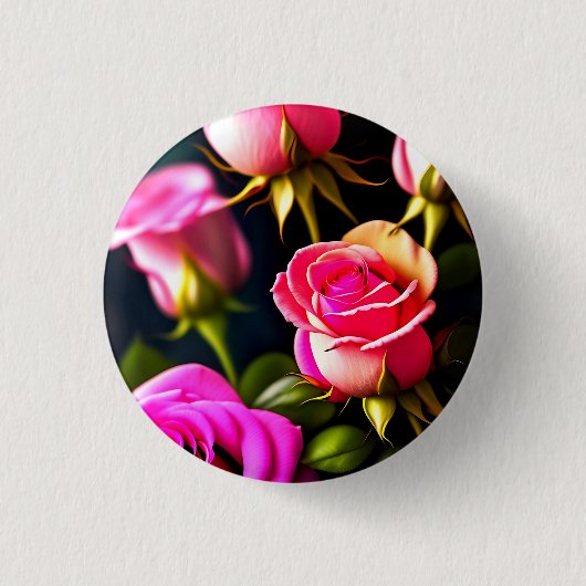 Badge Rond 2,50 Cm Artwork numérique Fleurs rose (Devant)