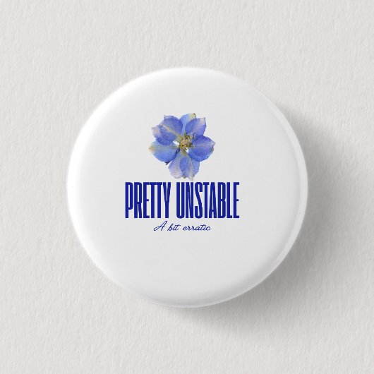 Badge Rond 2,50 Cm Assez Instable : Tee Déclaration Florale Bleue (Devant)