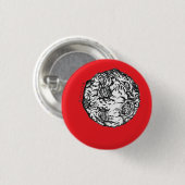 Badge Rond 2,50 Cm Astéroïde sur arrière - plan rouge (Devant & derrière)