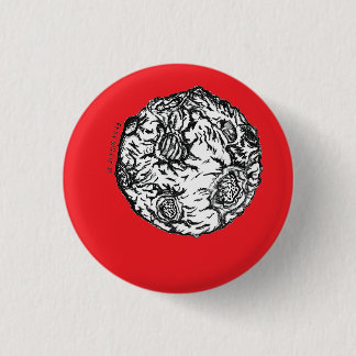 Badge Rond 2,50 Cm Astéroïde sur arrière - plan rouge