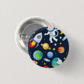 Badge Rond 2,50 Cm Astronaut in Space Planets and Rockets Pattern (Devant & derrière)