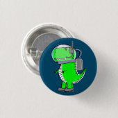 Badge Rond 2,50 Cm Astronaut mignon et en colère T-Rex Dinosaur (Devant & derrière)