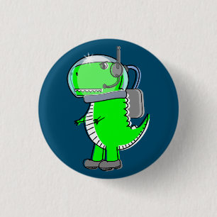Badge Rond 2,50 Cm Astronaut mignon et en colère T-Rex Dinosaur