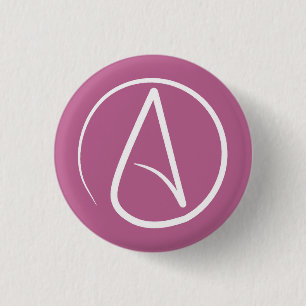 Badge Rond 2,50 Cm Atheist  symbol: white on mauve pink