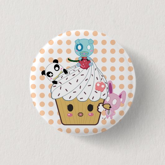 Badge Rond 2,50 Cm Attaque de Cupcake ! (>_<) (Devant)