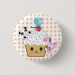 Badge Rond 2,50 Cm Attaque de Cupcake ! (>_<)
