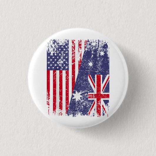 Badge Rond 2,50 Cm AUSTRALIAN ROOTS Half American Flag AUSTRALIE (Devant)