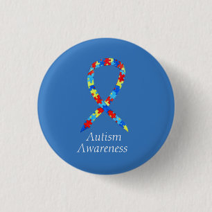 Badge Rond 2,50 Cm Autisme Puzzle Sensibilisation Ruban Pins Personna