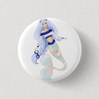 Badge Rond 2,50 Cm autocollant de sirène de la jeune fille des neiges