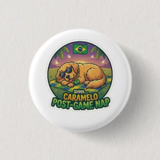 Badge Rond 2,50 Cm Autocollant Mème de Chien Caramel Somnolent Fatigu