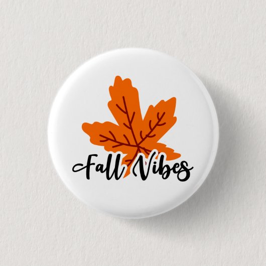 Badge Rond 2,50 Cm Automne Imprimer "Vibes Automatiques" Et Feuille D (Devant)