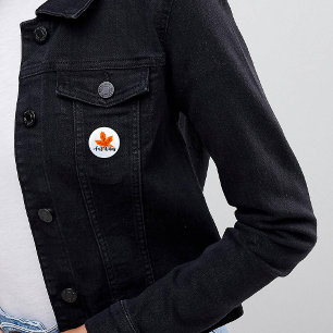 Badge Rond 2,50 Cm Automne Imprimer "Vibes Automatiques" Et Feuille D