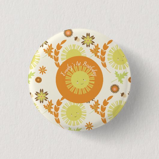 Badge Rond 2,50 Cm Automne Sunshine Automne Fête d'anniversaire (Devant)