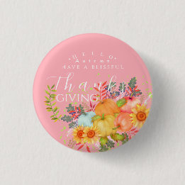 Badge Rond 2,50 Cm Automne Thankgiving rose