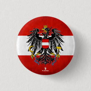 Badge Rond 2,50 Cm " Autriche : 1918/aujourd'hui - drapeau avec armoi