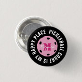 Badge Rond 2,50 Cm Avec le terrain de pickleball initial est mon endr (Devant & derrière)