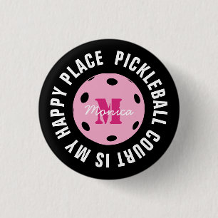 Badge Rond 2,50 Cm Avec le terrain de pickleball initial est mon endr