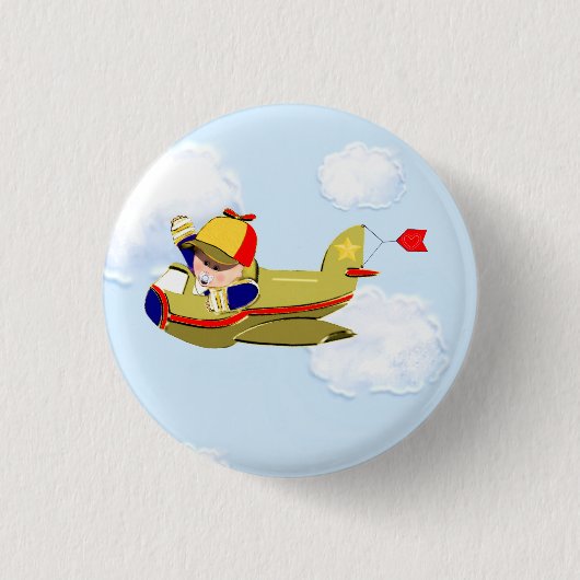 Badge Rond 2,50 Cm Avion baby shower (Devant)