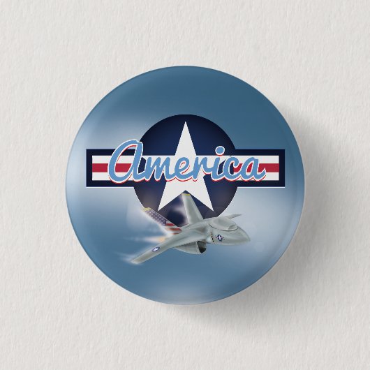 Badge Rond 2,50 Cm Avion de chasse à réaction américain (Devant)