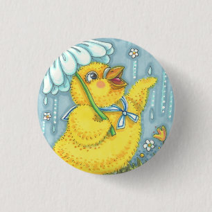 Badge Rond 2,50 Cm AVRIL DOUCHES PRINTEMPS CHICK, PÂQUES BOUTON Round
