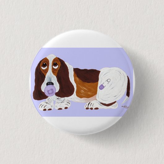 Badge Rond 2,50 Cm Baby Basset Hound (Devant)