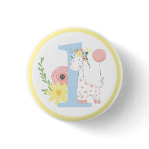 Baby Giraffe Floral Numéro Un 1er anniversaire fêt