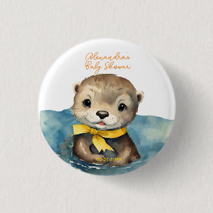 Badge Rond 2,50 Cm Baby Otter Baby shower neutre selon le sexe