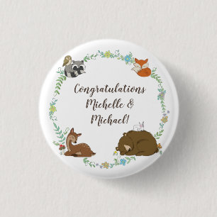 Badge Rond 2,50 Cm Baby shower animal de forêt